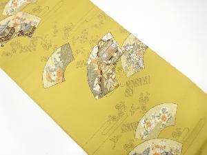 アンティーク　地紙に山鉾・花模様織り出し袋帯(材料)